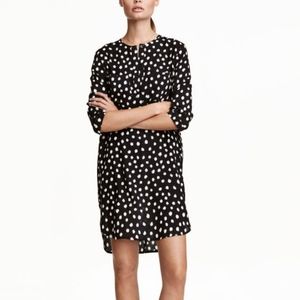 H&M Black Shirt Mini Dress With Spotted Print